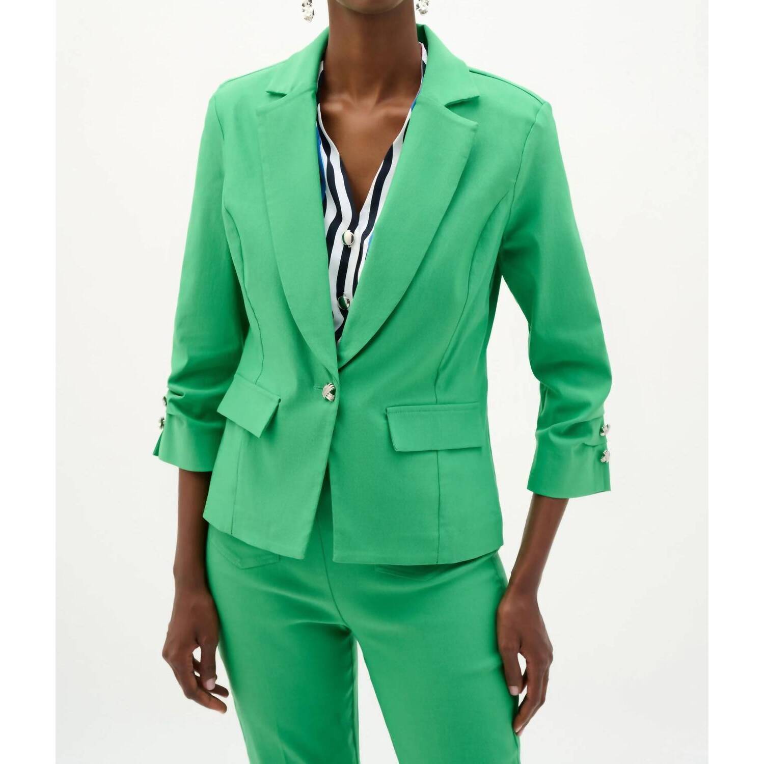 New Joseph Ribkoff Millennium Fitted Blazer With Statement Buttons In Palm Green
